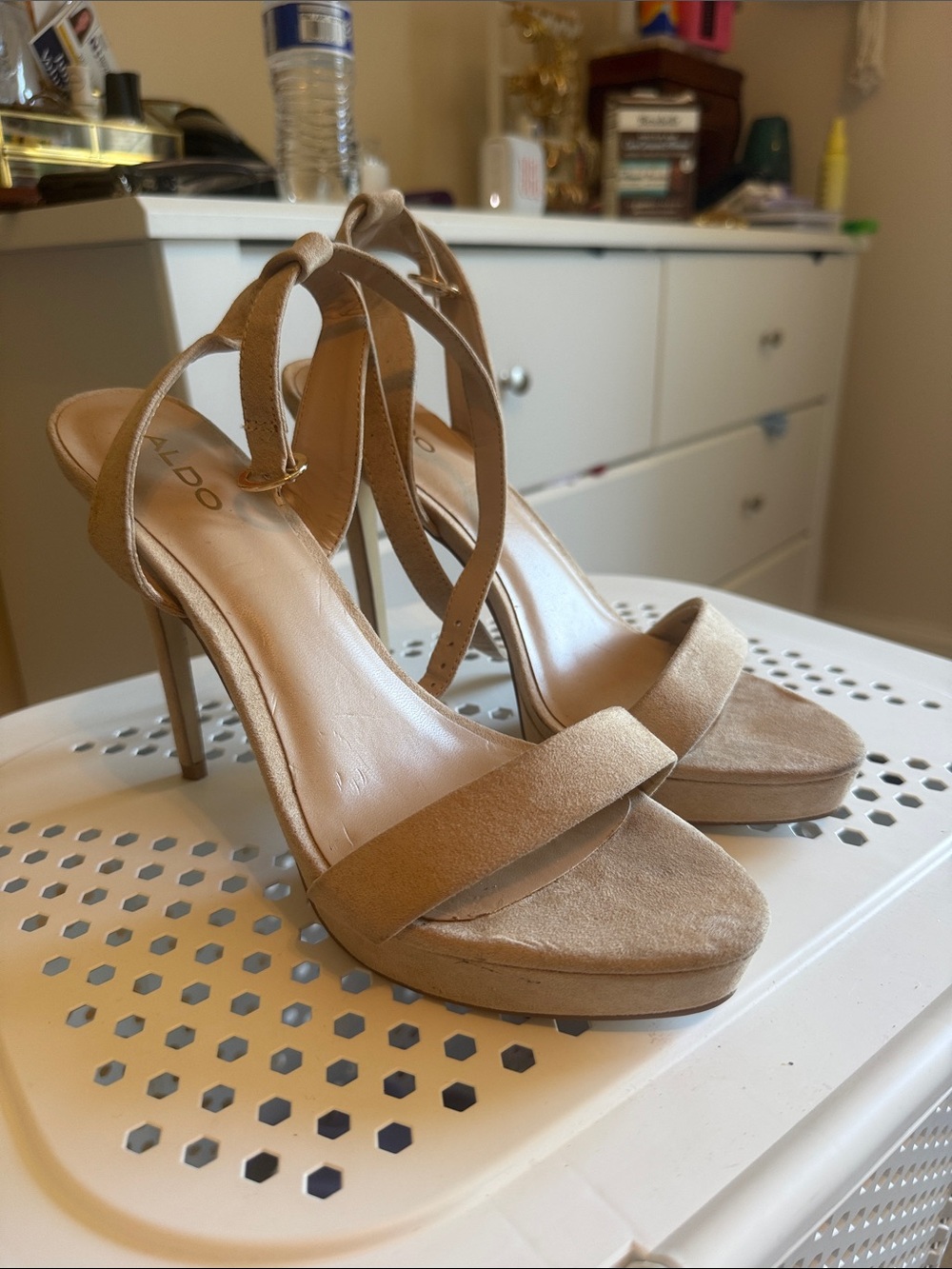 ALDO Women's Tan Suede High-Heel Sandals